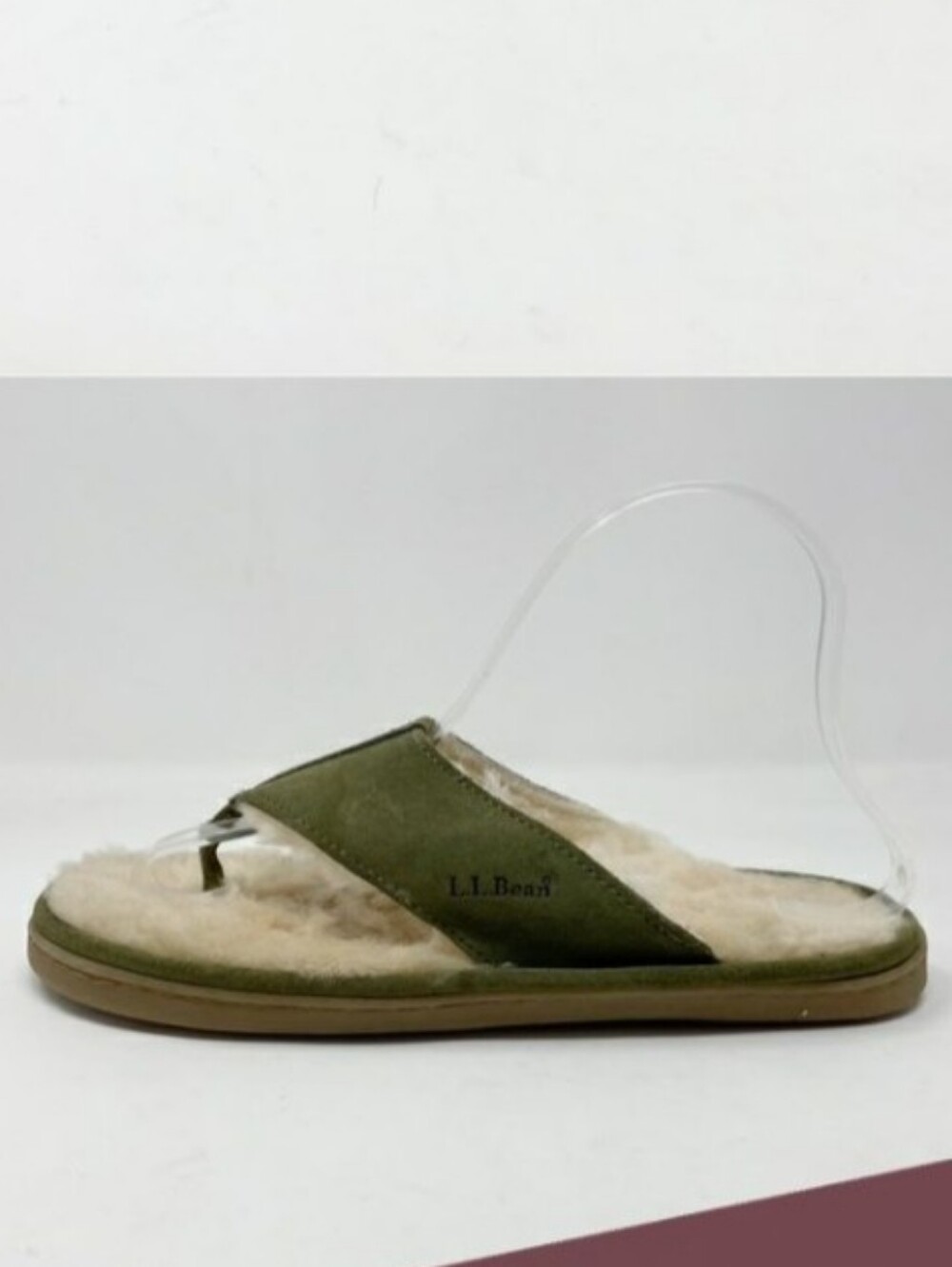 L.L.Bean Wicked Good Shearling Flip-Flop In Olive Green Size 9